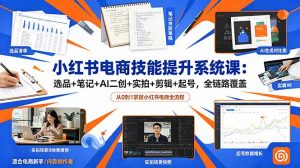 小红书电商技能提升系统课：选品+笔记+AI二创+实拍+剪辑+起号，全链路覆盖-万象聊项目