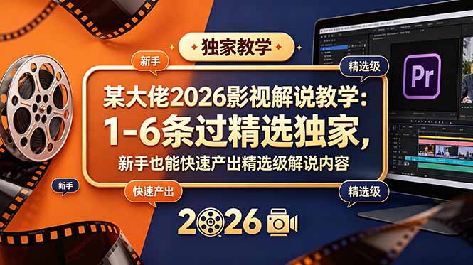 某大佬2026影视解说教学：1-6条过精选独家，新手也能快速产出精选级解说内容-万象聊项目