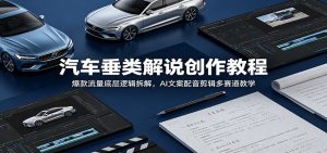 汽车垂类解说创作教程：爆款流量底层逻辑拆解，AI文案配音剪辑多赛道教学-万象聊项目