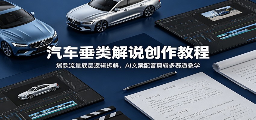 汽车垂类解说创作教程：爆款流量底层逻辑拆解，AI文案配音剪辑多赛道教学-万象聊项目