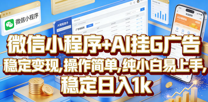 微信小程序+AI挂G广告，稳定变现，操作简单，纯小白易上手，稳定日入1k【揭秘】-万象聊项目