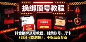 抖音换绑顶号教程，封禁账号、Ting卡(部分可以脱掉)，不保证百分百-万象聊项目