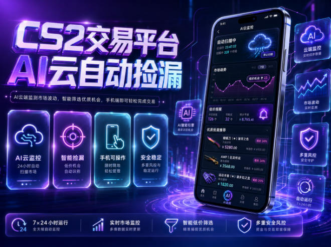 CS2交易平台AI云自动捡漏，多年稳定运行，无需手机，支持任何形式验证，日入300+【揭秘】-万象聊项目