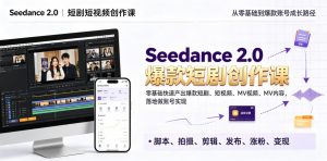 Seedance 2.0短剧短视频创作课,零基础快速产出爆款短剧、短视频、MV内容,落地做账号实现变现-万象聊项目