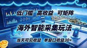 海外智能采集玩法，低门槛高单价可矩阵，当天可见收益，单窗口30+-万象聊项目