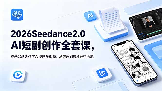 2026Seedance2.0AI短剧创作全套课，零基础系统教学AI漫剧短视频，从灵感到成片完整落地-万象聊项目