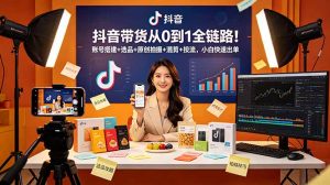 抖音带货从0到1全链路!账号搭建+选品+原创拍摄+混剪+投流,小白快速出单-万象聊项目