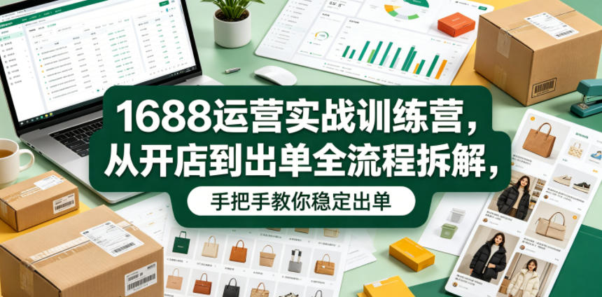 1688运营实战训练营，从开店到出单全流程拆解，手把手教你稳定出单(更新0620)-万象聊项目