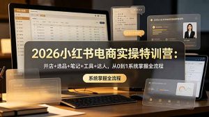 2026小红书电商实操特训营：开店+选品+笔记+工具+达人，从0到1系统掌握全流程-万象聊项目