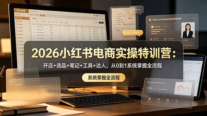 2026小红书电商实操特训营：开店+选品+笔记+工具+达人，从0到1系统掌握全流程-万象聊项目