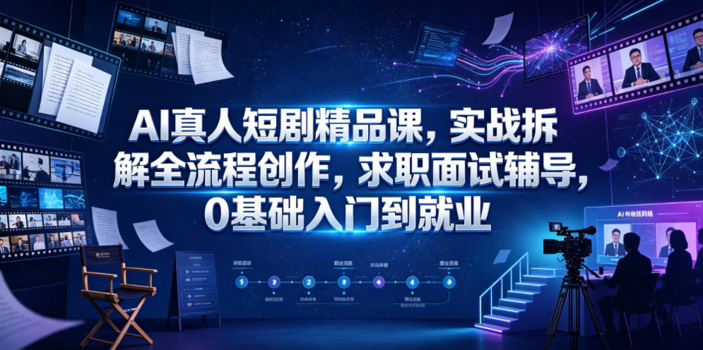 AI真人短剧精品课，实战拆解全流程创作，求职面试辅导，0基础入门到就业-万象聊项目