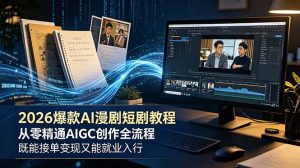 2026 爆款 AI 漫剧短剧教程 从零精通 AIGC 创作全流程 既能接单变现又能就业入行-万象聊项目