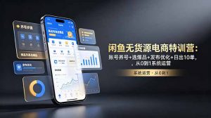 闲鱼无货源电商特训营：账号养号+选爆品+发布优化+日出10单，从0到1系统运营-万象聊项目