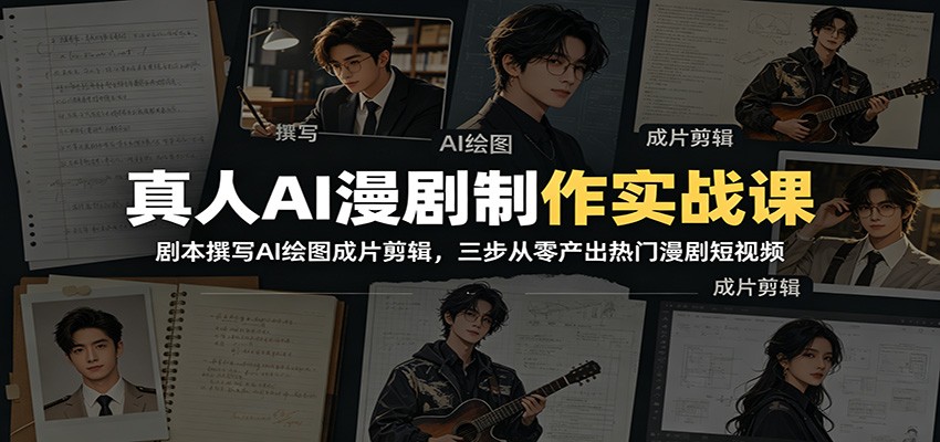真人AI漫剧制作实战课：剧本撰写AI绘图成片剪辑，三步从零产出热门漫剧短视频-万象聊项目