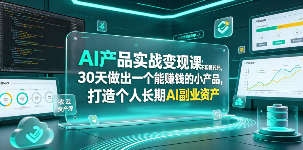 AI产品实战变现课，不用懂代码，30天做出一个能賺钱的小产品，打造个人长期AI副业资产-万象聊项目