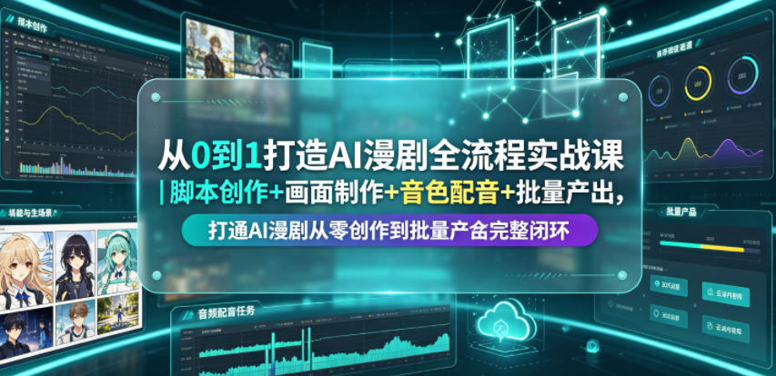 从0到1打造AI漫剧全流程实战课｜脚本创作+画面制作+音色配音+批量产出，打通AI漫剧从零创作到批量量产完整闭环-万象聊项目