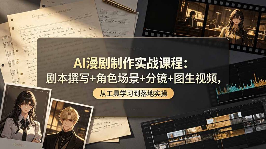 AI漫剧制作实战课程:剧本撰写+角色场景+分镜+图生视频,从工具学习到落地实操-万象聊项目