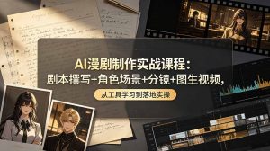 AI漫剧制作实战课程：剧本撰写+角色场景+分镜+图生视频，从工具学习到落地实操-万象聊项目
