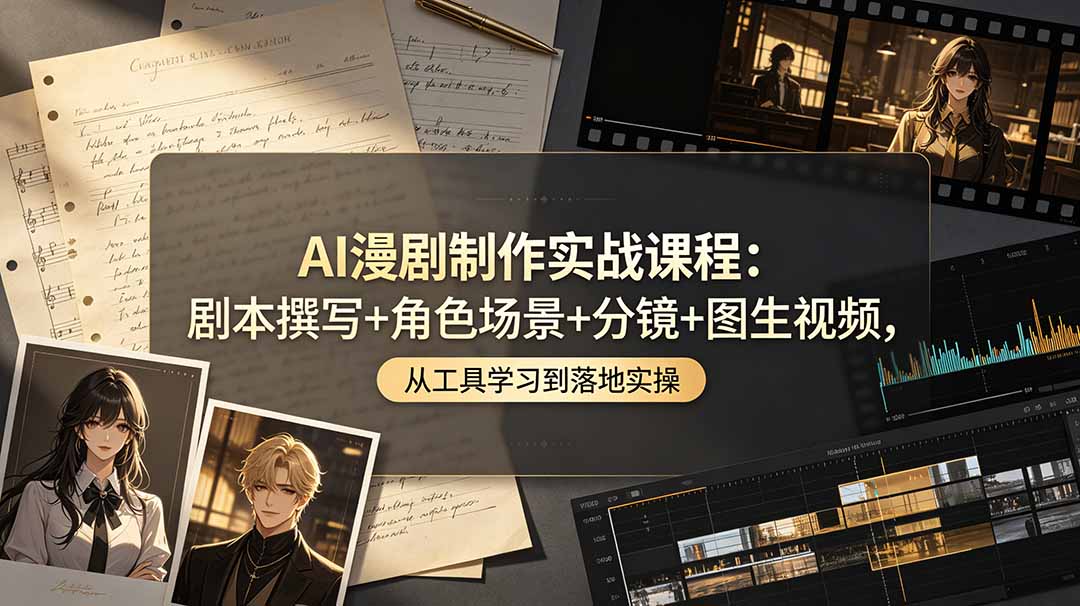 AI漫剧制作实战课程：剧本撰写+角色场景+分镜+图生视频，从工具学习到落地实操-万象聊项目
