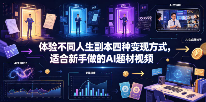 体验不同人生副本四种变现方式，适合新手做的AI题材视频-万象聊项目