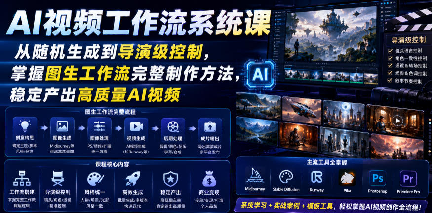 AI视频工作流系统课，从随机生成到导演级控制，掌握图生工作流完整制作方法，稳定产出高质量AI视频-万象聊项目