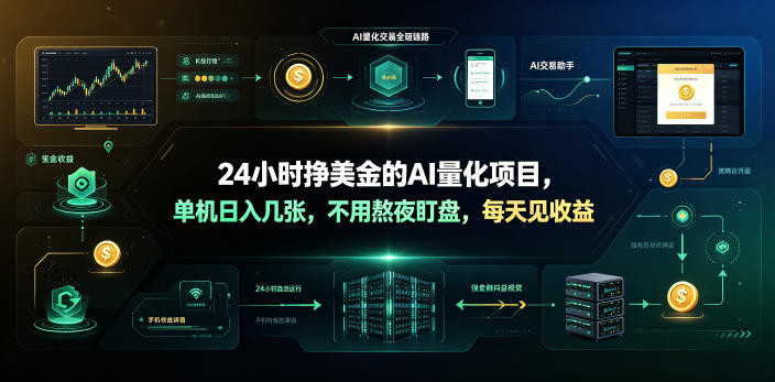 24小时挣美金的AI量化项目，单机日入几十美刀，不用熬夜盯盘，每天见收益【揭秘】-万象聊项目