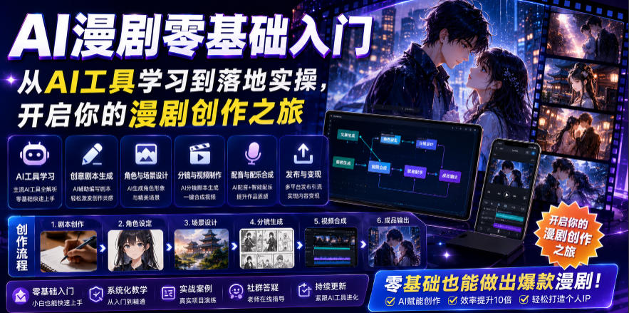 AI漫剧零基础入门，从AI工具学习到落地实操，开启你的漫剧创作之旅-万象聊项目