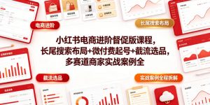 小红书电商进阶督促版课程，长尾搜索布局+微付费起号+截流选品，多赛道商家实战案例全程拆解-万象聊项目