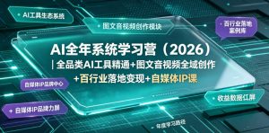 AI全年系统学习营(2026)｜全品类AI工具精通+图文音视频全域创作+百行业落地变现+自媒体IP打造年度进阶大课-万象聊项目