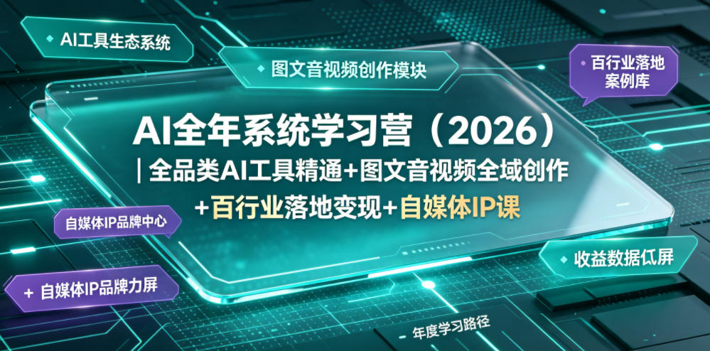 AI全年系统学习营(2026)｜全品类AI工具精通+图文音视频全域创作+百行业落地变现+自媒体IP打造年度进阶大课-万象聊项目