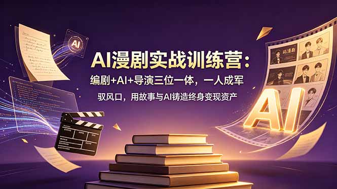 AI漫剧实战训练营：编剧+AI+导演三位一体，一人成军 驭风口，用故事与AI铸造终身变现资产-万象聊项目