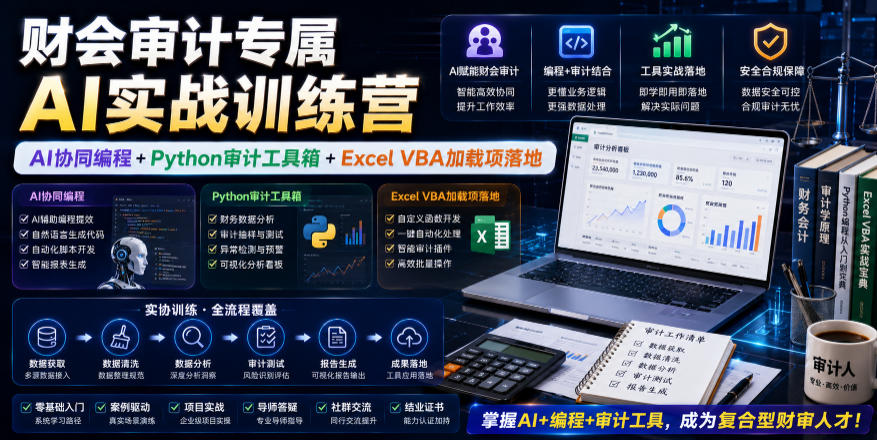 财会审计专属AI实战训练营｜AI协同编程+Python审计工具箱+Excel VBA加载项落地-万象聊项目