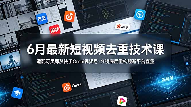 6月最新短视频去重技术课，适配可灵即梦快手Omni视频号，分镜底层重构规避平台查重-万象聊项目