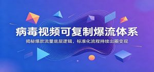 病毒视频可复制爆流体系：揭秘爆款流量底层逻辑，标准化流程持续出圈变现-万象聊项目