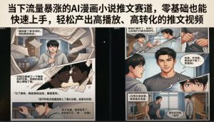 当下流量暴涨的AI漫画小说推文赛道，零基础也能快速上手，轻松产出高播放、高转化的推文视频-万象聊项目
