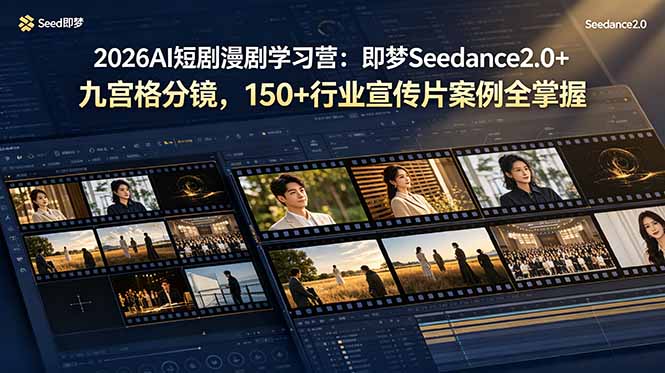 2026AI短剧漫剧学习营：即梦Seedance2.0+九宫格分镜，150+行业宣传片案例全掌握-万象聊项目