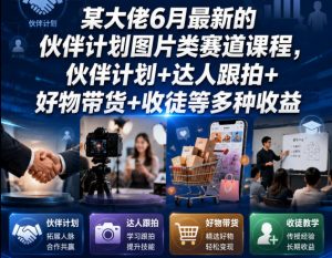 某大佬6月最新的伙伴计划图片类赛道课程，伙伴计划+达人跟拍+好物带货+收徒等多种收益-万象聊项目