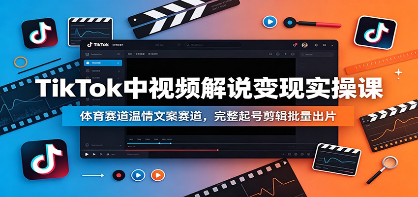 TikTok中视频解说变现实操课：体育赛道温情文案赛道，完整起号剪辑批量出片-万象聊项目