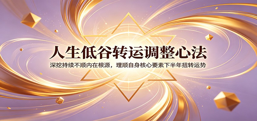 人生低谷转运调整心法：深挖持续不顺内在根源，理顺自身核心要素下半年扭转运势-万象聊项目