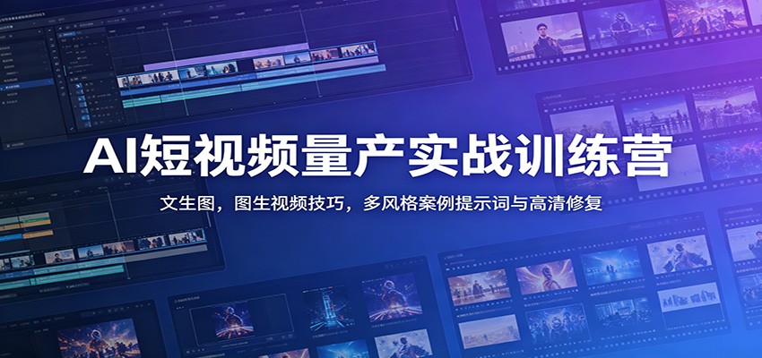AI短视频量产实战训练营：文生图，图生视频技巧，多风格案例提示词与高清修复-万象聊项目
