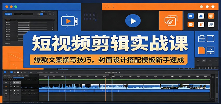 短视频剪辑实战课：爆款文案撰写技巧，封面设计搭配模板新手速成-万象聊项目
