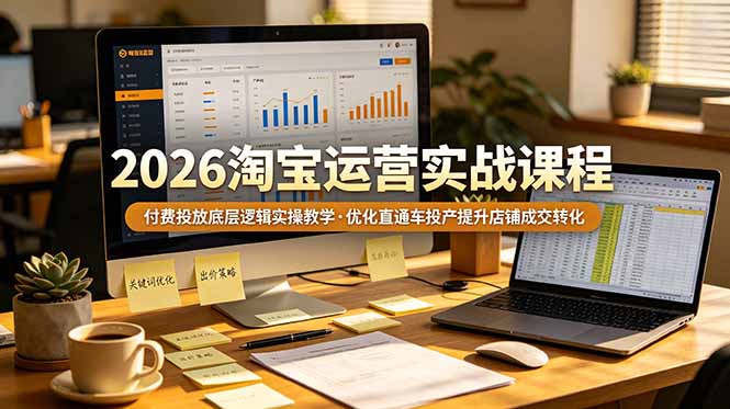 2026 淘宝运营实战课程，付费投放底层逻辑实操教学，优化直通车投产提升店铺成交转化-万象聊项目
