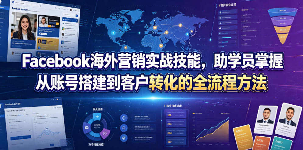 Facebook海外营销实战技能，助学员掌握从账号搭建到客户转化的全流程方法-万象聊项目