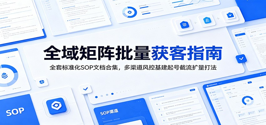 全域矩阵批量获客指南：全套标准化SOP文档合集，多渠道风控基建起号截流扩量打法-万象聊项目