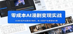 零成本AI漫剧变现实战：从0到1起号运营成片制作，单人轻资产生意落地方案-万象聊项目