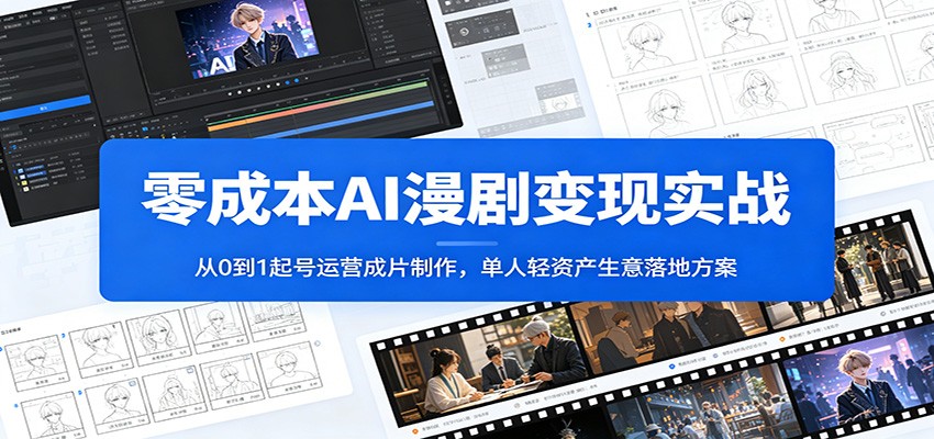 零成本AI漫剧变现实战：从0到1起号运营成片制作，单人轻资产生意落地方案-万象聊项目