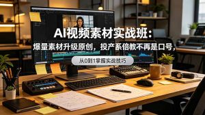 AI视频素材实战班：爆量素材升级原创，投产翻倍不再是口号，0-1系统教学实战落地-万象聊项目