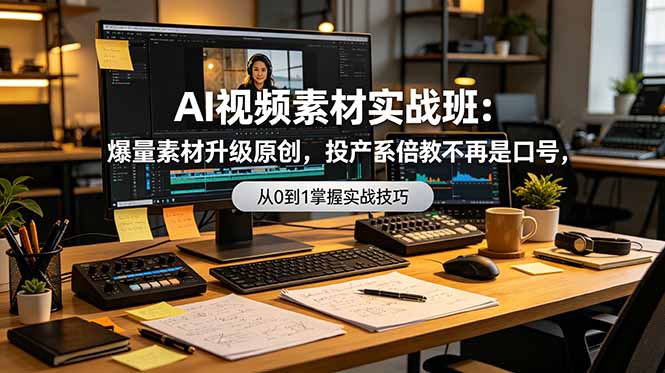 AI视频素材实战班：爆量素材升级原创，投产翻倍不再是口号，0-1系统教学实战落地-万象聊项目