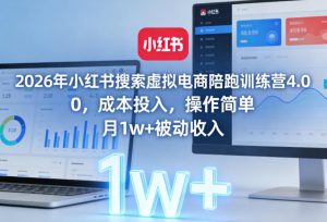 2026年小红书搜索虚拟电商陪跑训练营4.0，0成本投入，操作简单，月1w+被动收入(更新0628)-万象聊项目
