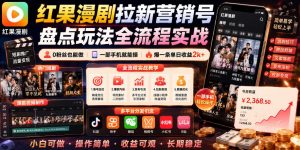 红果漫剧拉新营销号盘点玩法全流程实战，0粉丝也能做，一部手机就能做，爆一条单日收益2k+(更新0628)-万象聊项目